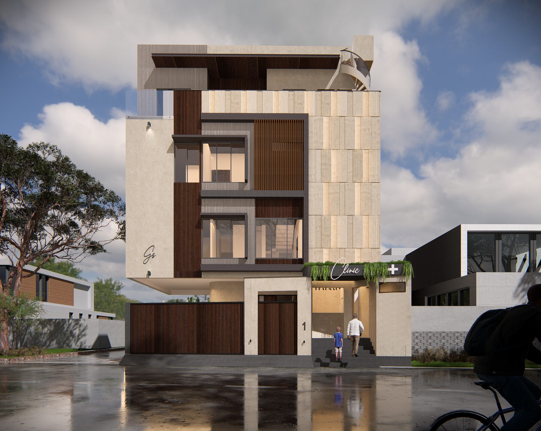 Building front elevation render
